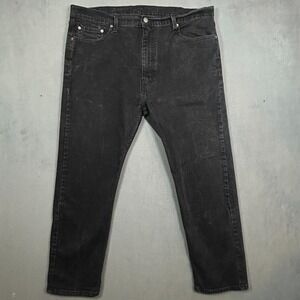 Levis 502 Jeans Mens 42x30 Black Tapered‎ Fit Stretch Denim Cowboy Western